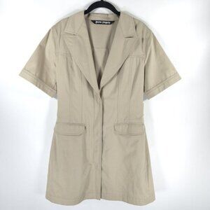 PALM ANGELS ITALY 🇮🇹 Made Half Zip Snap Closure Belted Coat Mini Dress Size 44